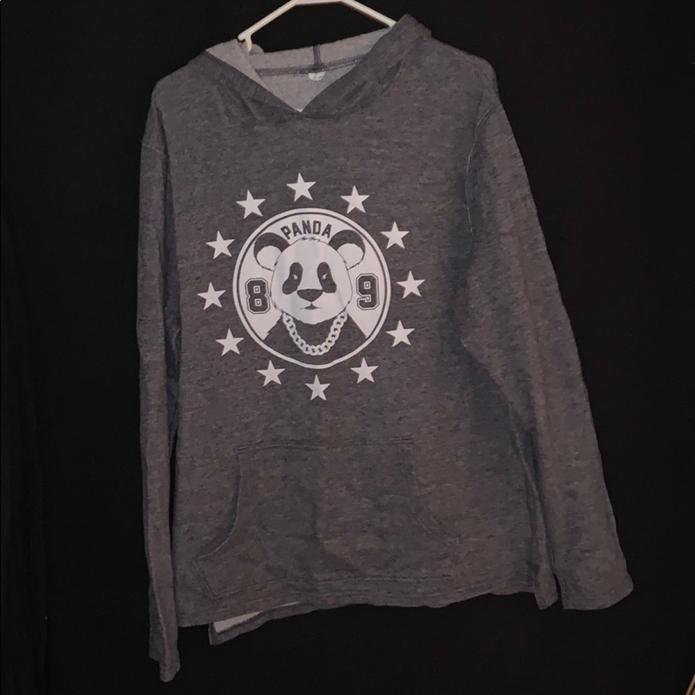 Denim blue hoodie white panda